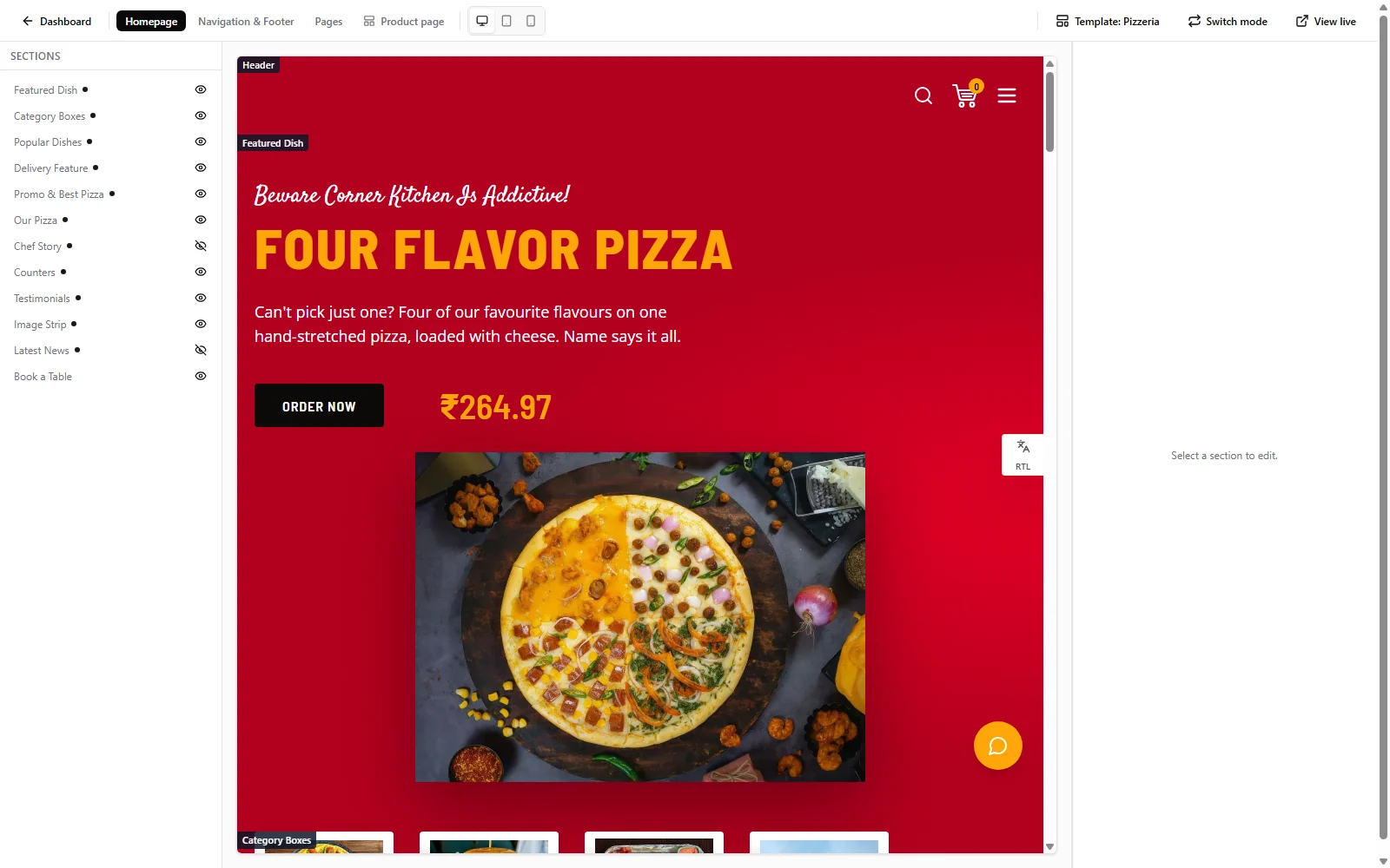 Online store page builder